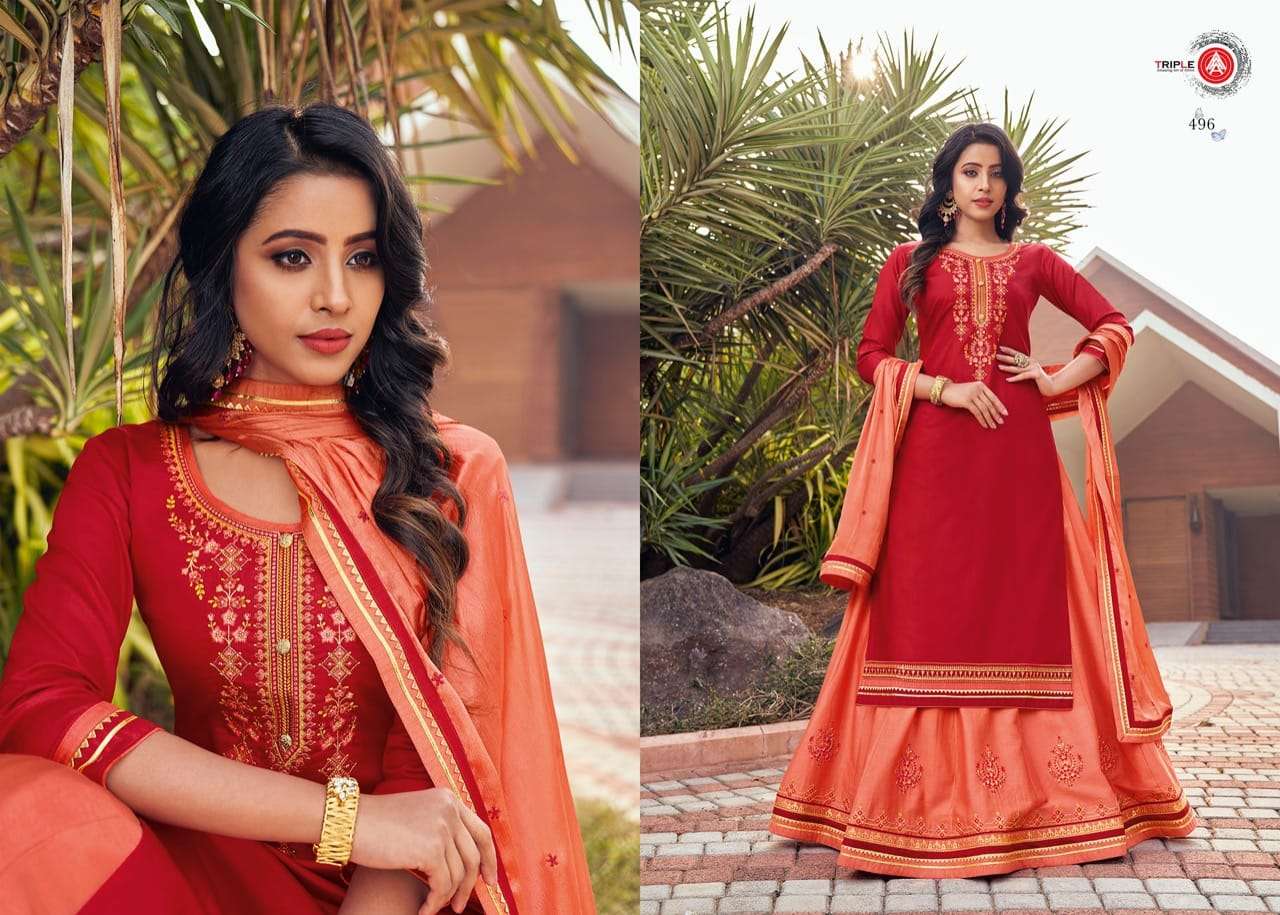 KALYANI BY TRIPLE AAA 491 TO 496 SERIES BEAUTIFUL PATIYALA SUITS STYLISH FANCY COLORFUL PARTY WEAR & OCCASIONAL WEAR JAM SILK WITH EMBROIDERY DRESSES AT WHOLESALE PRICE