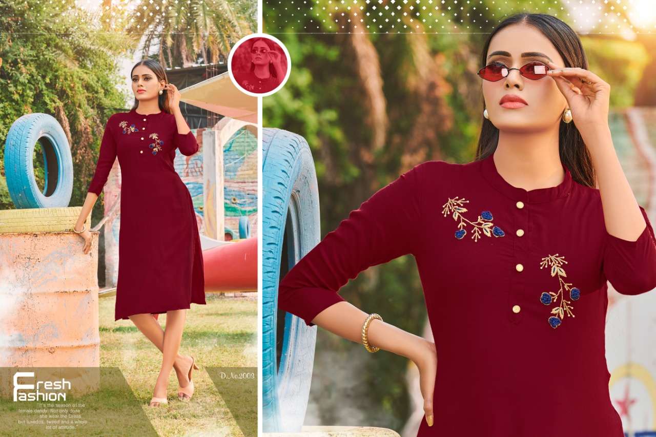 QUEEN VOL-2 BY POORVI DESIGNER 2001 TO 2006 SERIES BEAUTIFUL STYLISH FANCY COLORFUL CASUAL WEAR & ETHNIC WEAR & READY TO WEAR RAYON SLUB KURTIS AT WHOLESALE PRICE