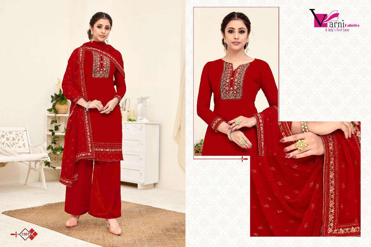 ZEEYA HASEEN BY VARNI FABRICS 1301 TO 1304 SERIES BEAUTIFUL SUITS STYLISH FANCY COLORFUL CASUAL WEAR & ETHNIC WEAR AUSTRALIAN GEORGETTE EMBROIDERED DRESSES AT WHOLESALE PRICE