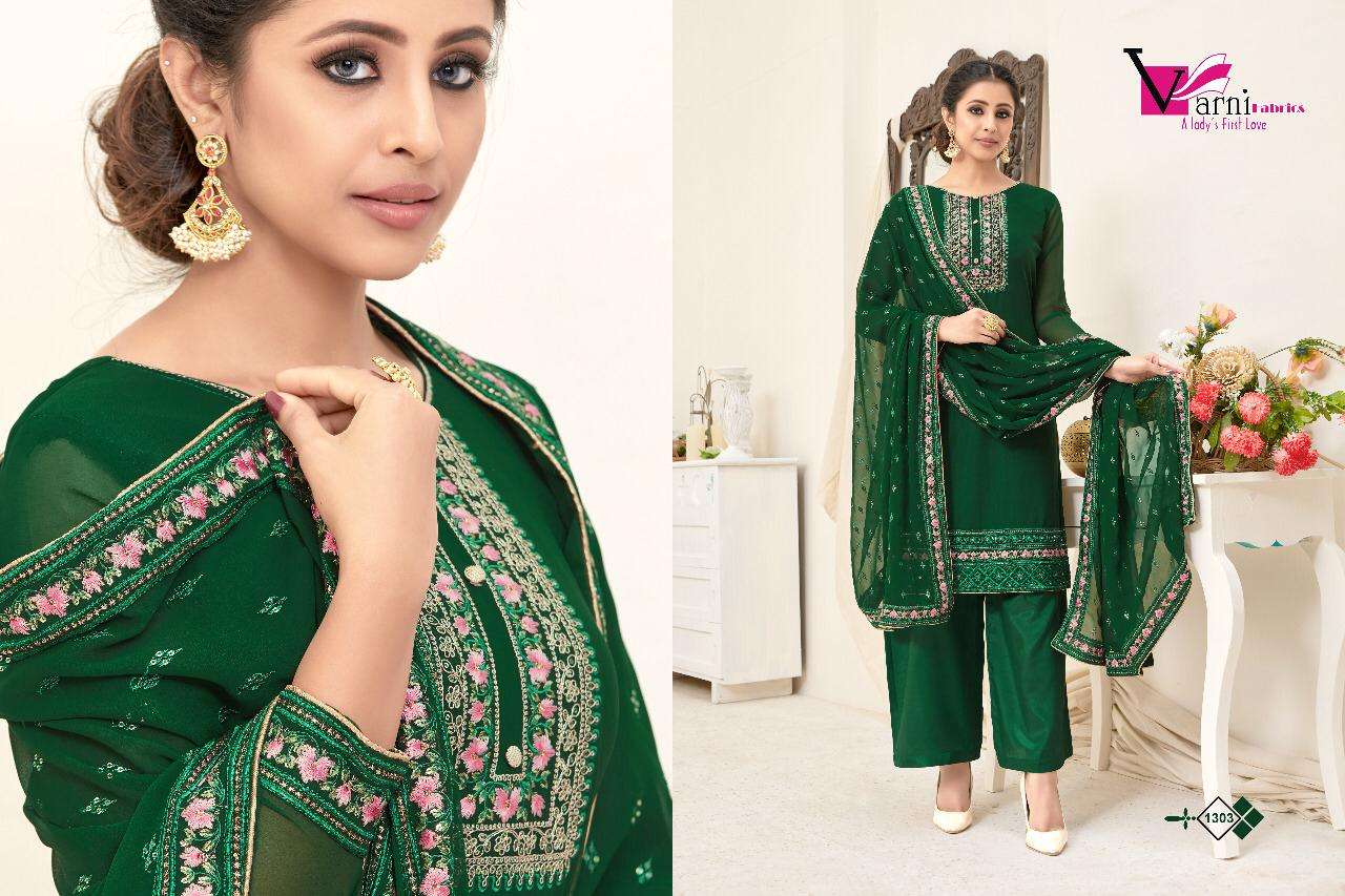 ZEEYA HASEEN BY VARNI FABRICS 1301 TO 1304 SERIES BEAUTIFUL SUITS STYLISH FANCY COLORFUL CASUAL WEAR & ETHNIC WEAR AUSTRALIAN GEORGETTE EMBROIDERED DRESSES AT WHOLESALE PRICE