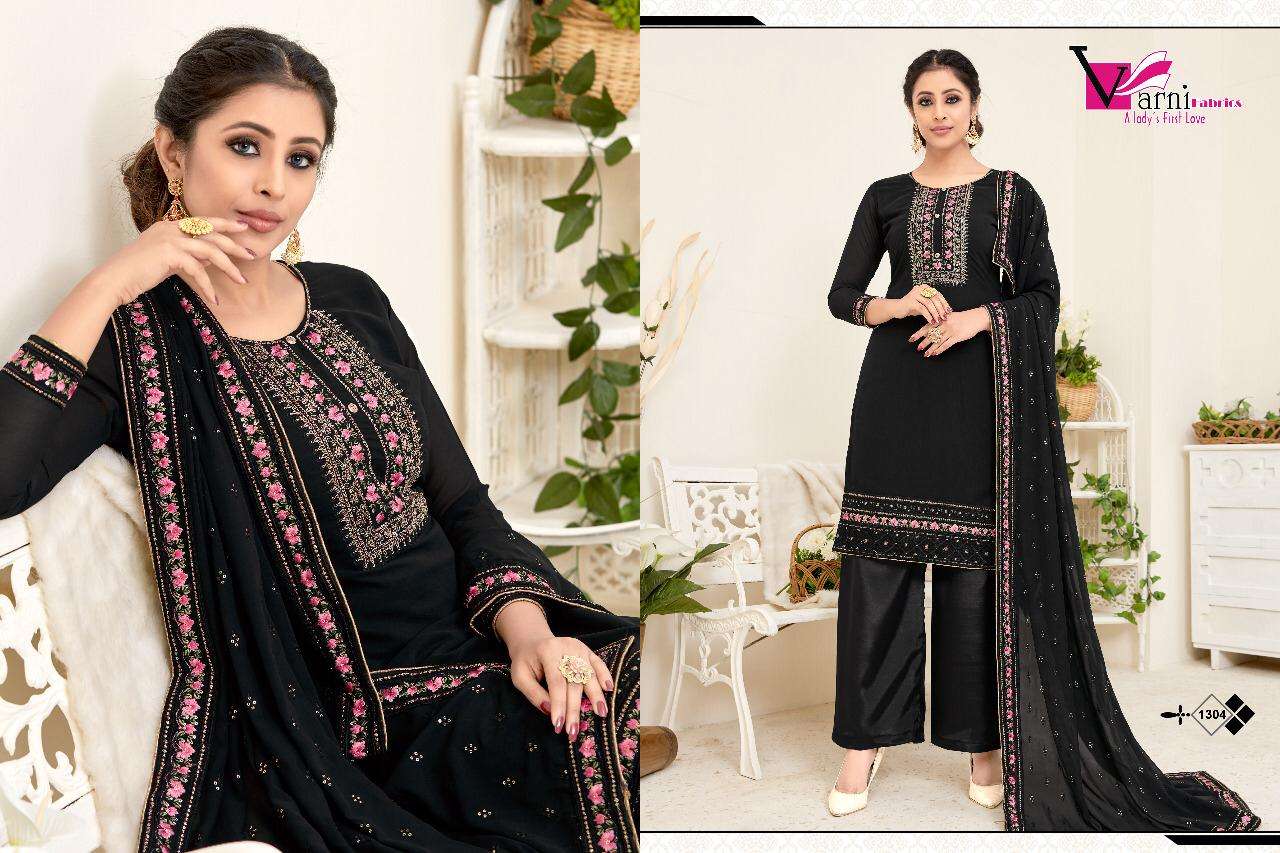ZEEYA HASEEN BY VARNI FABRICS 1301 TO 1304 SERIES BEAUTIFUL SUITS STYLISH FANCY COLORFUL CASUAL WEAR & ETHNIC WEAR AUSTRALIAN GEORGETTE EMBROIDERED DRESSES AT WHOLESALE PRICE