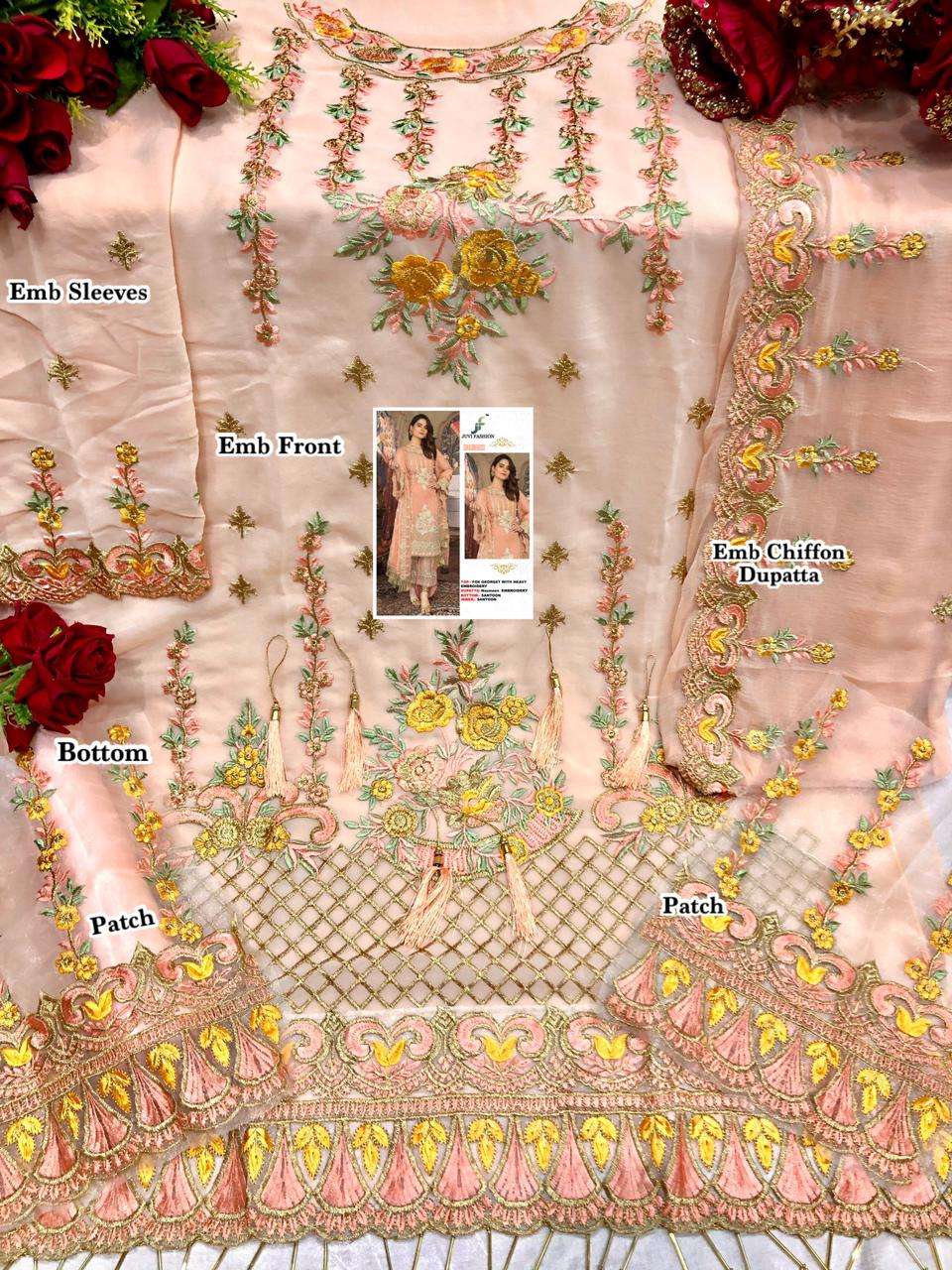 JUVI HIT COLLECTIO BY JUVI FASHION DESIGNER FESTIVE SUITS COLLECTION BEAUTIFUL STYLISH FANCY COLORFUL PARTY WEAR & OCCASIONAL WEAR HEAVY FAUX GEORGETTE WITH EMBROIDERED DRESSES AT WHOLESALE PRICE