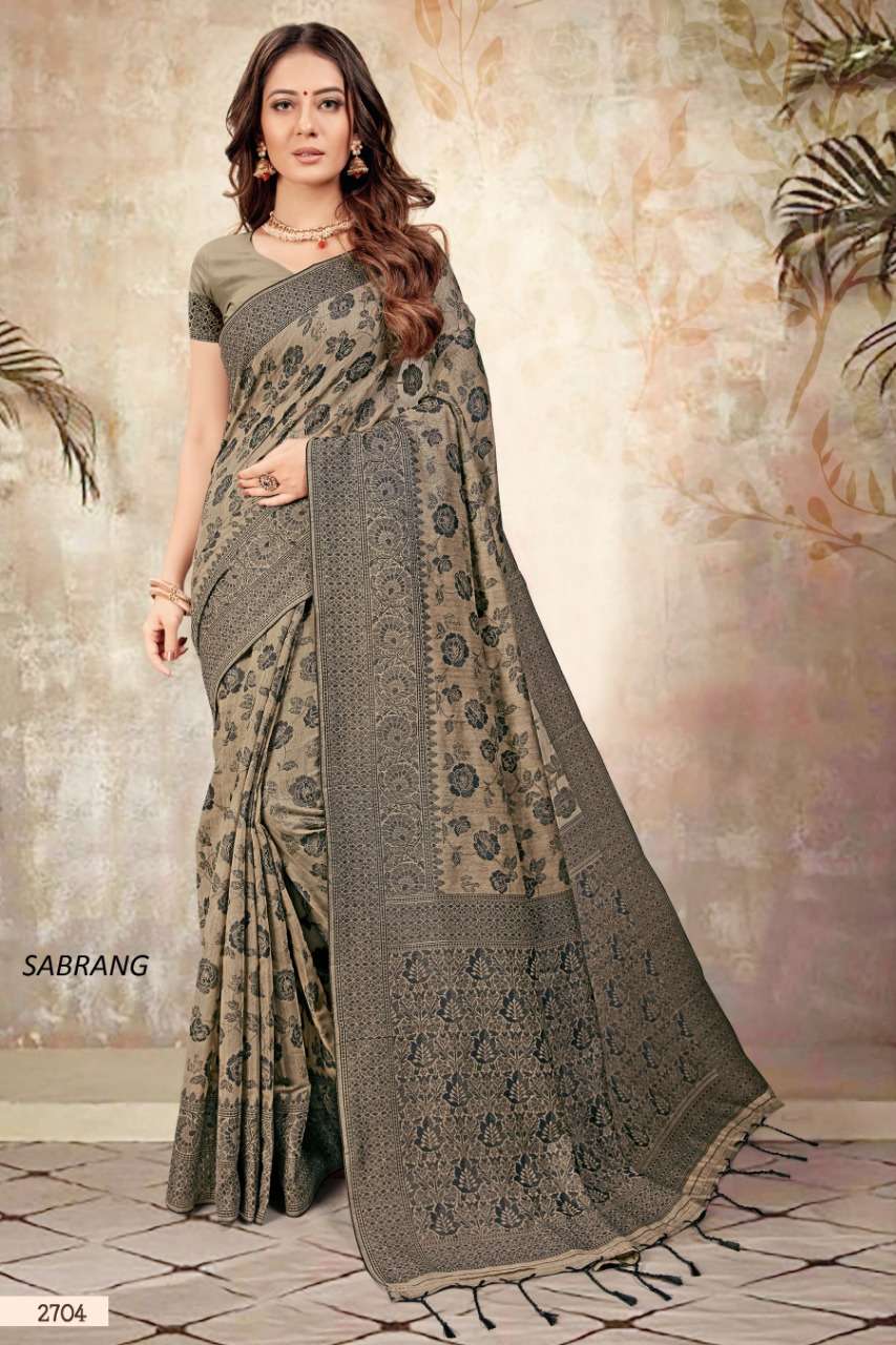 SABRANG BY SHREE MATARAM 2701 TO 2709 SERIES INDIAN TRADITIONAL WEAR COLLECTION BEAUTIFUL STYLISH FANCY COLORFUL PARTY WEAR & OCCASIONAL WEAR CHANDERI COTTON PRINTED SAREES AT WHOLESALE PRICE