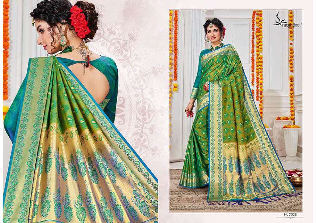 AHANA BY MEGHDOOT 3028 TO 3038 SERIES INDIAN TRADITIONAL WEAR COLLECTION BEAUTIFUL STYLISH FANCY COLORFUL PARTY WEAR & OCCASIONAL WEAR SOFT SILK SAREES AT WHOLESALE PRICE
