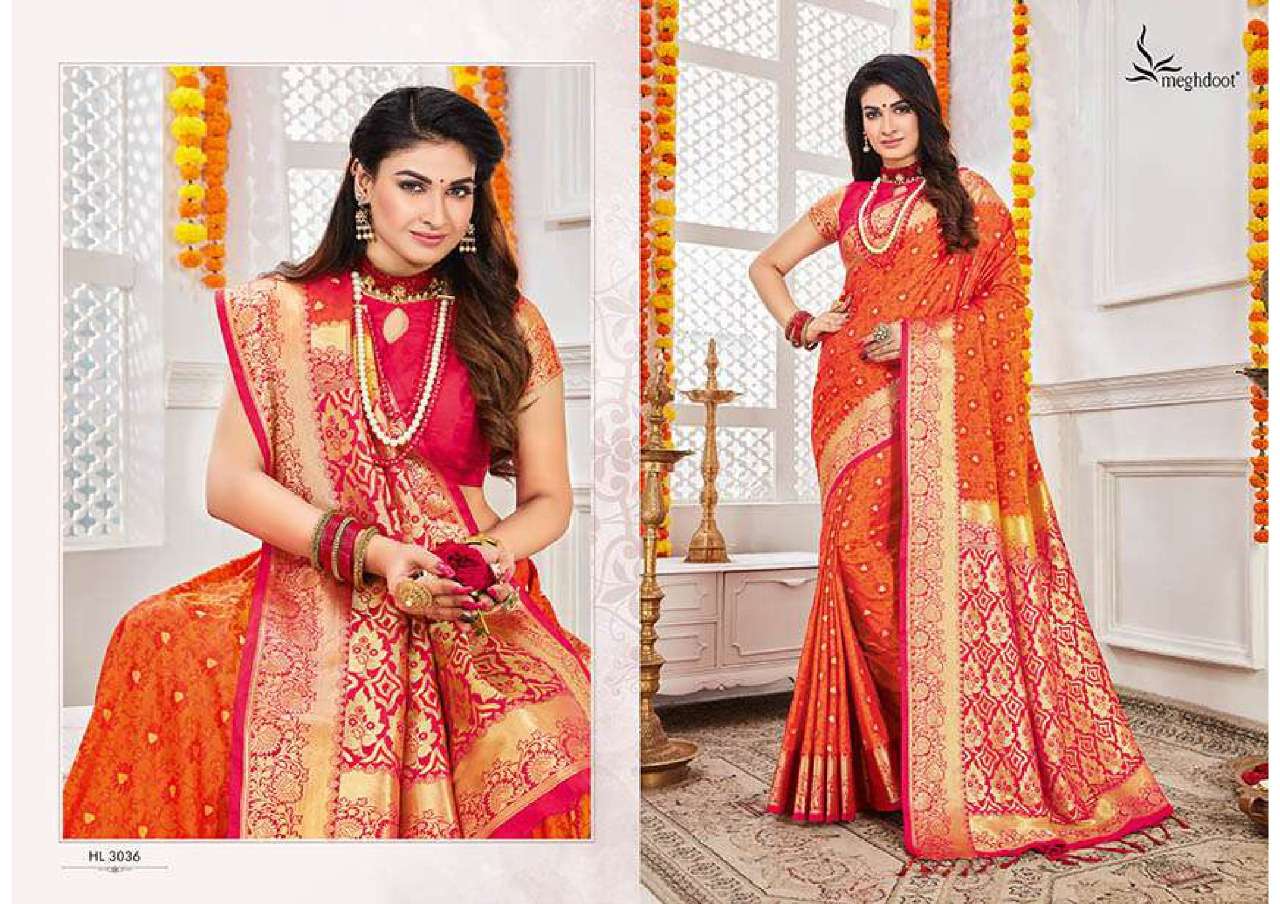AHANA BY MEGHDOOT 3028 TO 3038 SERIES INDIAN TRADITIONAL WEAR COLLECTION BEAUTIFUL STYLISH FANCY COLORFUL PARTY WEAR & OCCASIONAL WEAR SOFT SILK SAREES AT WHOLESALE PRICE