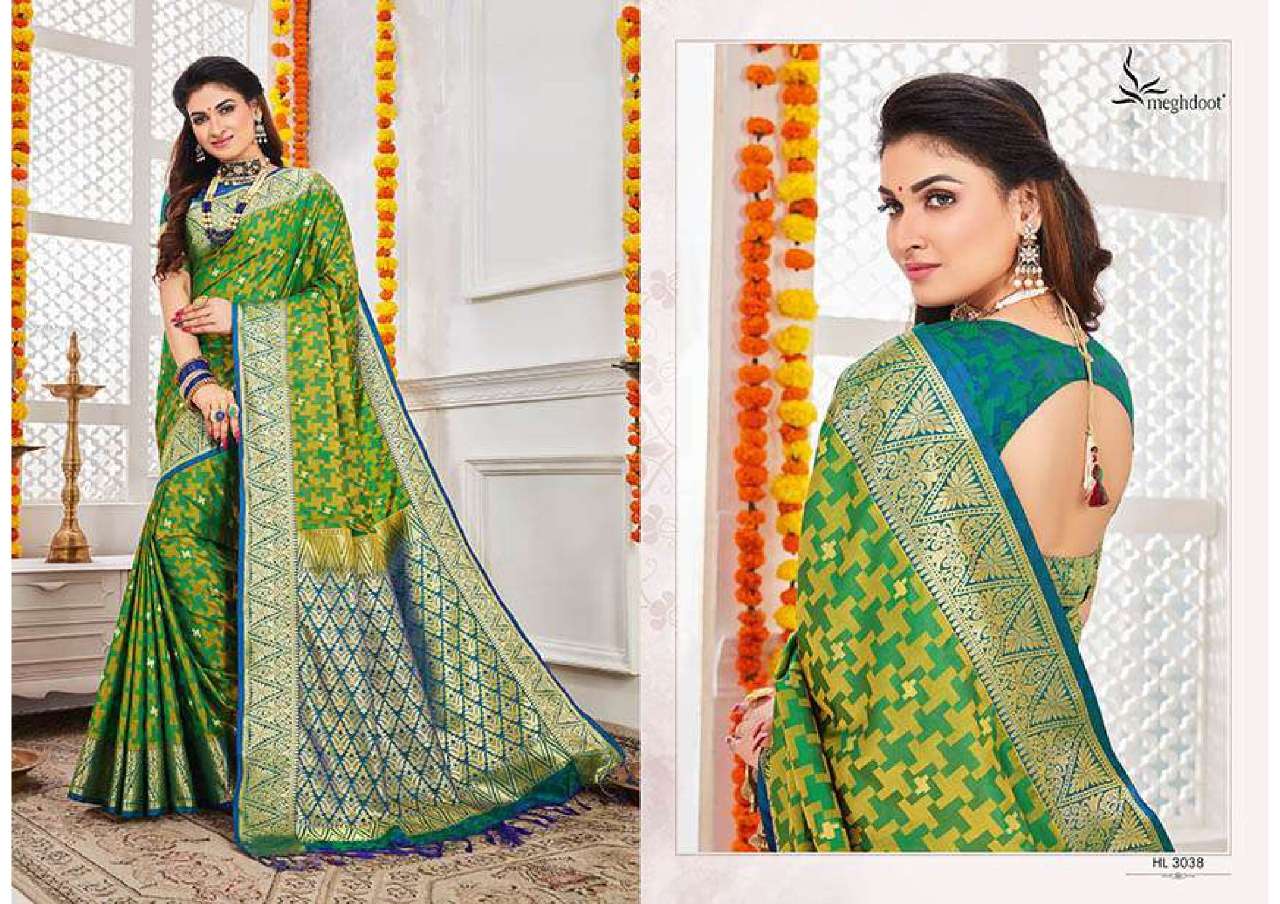 AHANA BY MEGHDOOT 3028 TO 3038 SERIES INDIAN TRADITIONAL WEAR COLLECTION BEAUTIFUL STYLISH FANCY COLORFUL PARTY WEAR & OCCASIONAL WEAR SOFT SILK SAREES AT WHOLESALE PRICE