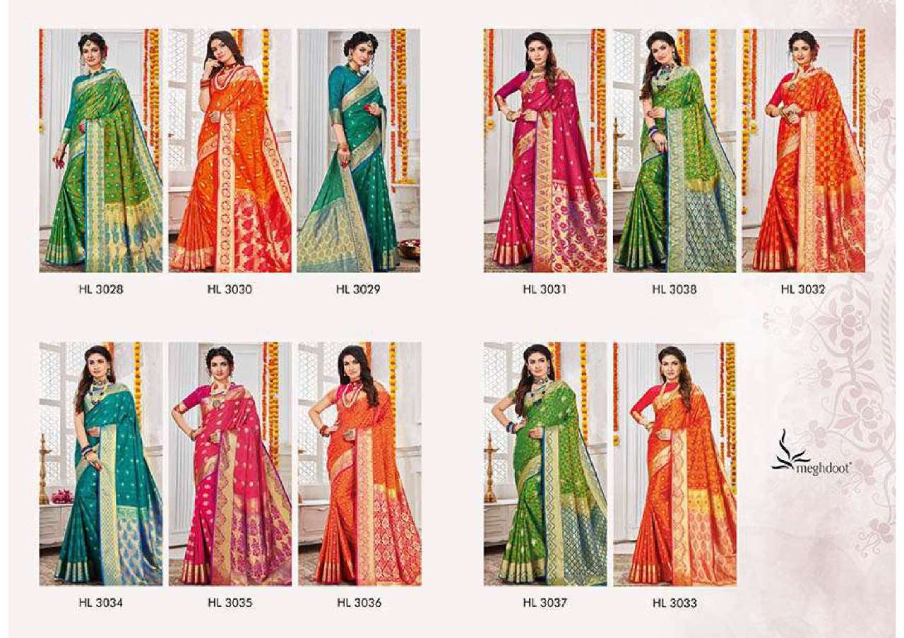 AHANA BY MEGHDOOT 3028 TO 3038 SERIES INDIAN TRADITIONAL WEAR COLLECTION BEAUTIFUL STYLISH FANCY COLORFUL PARTY WEAR & OCCASIONAL WEAR SOFT SILK SAREES AT WHOLESALE PRICE