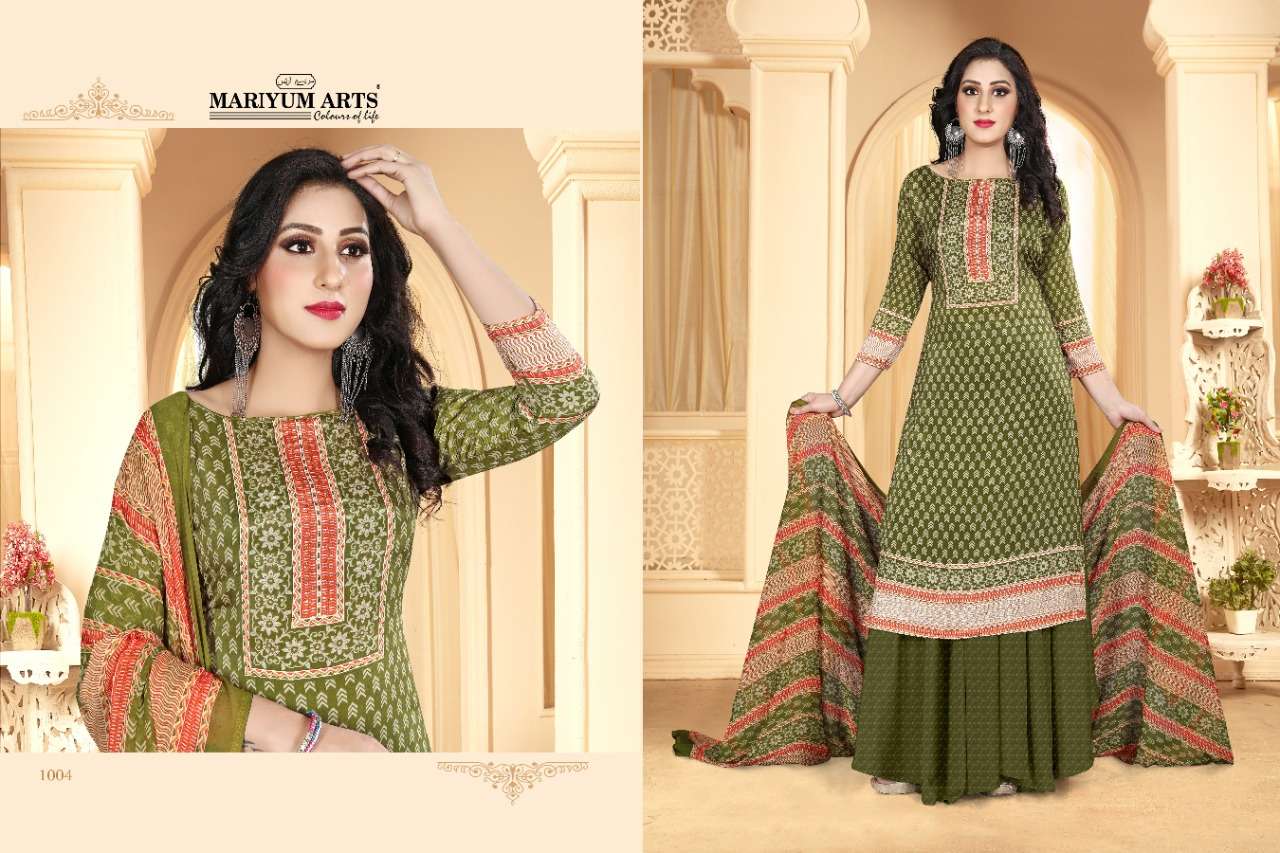 SAKINA BY MARIYUM ARTS 1001 TO 1008 SERIES DESIGNER SUITS COLLECTION BEAUTIFUL STYLISH FANCY COLORFUL PARTY WEAR & OCCASIONAL WEAR FRENCH CREPE DIGITAL PRINTED DRESSES AT WHOLESALE PRICE