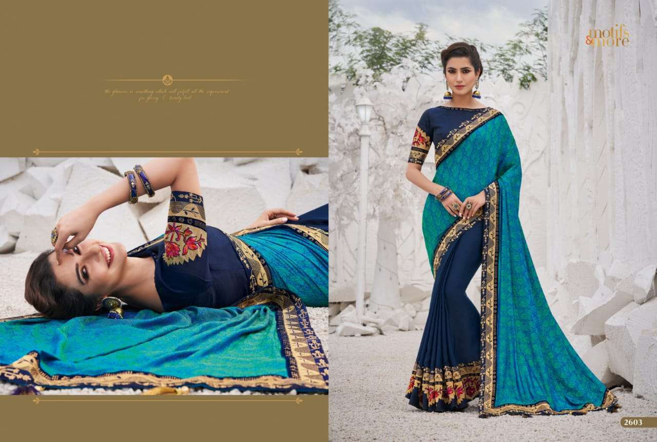 M AND M VOL-14 BY MOTIFS AND MORE INDIAN TRADITIONAL WEAR COLLECTION BEAUTIFUL STYLISH FANCY COLORFUL PARTY WEAR & OCCASIONAL WEAR SATIN GEORGETTE SAREES AT WHOLESALE PRICE