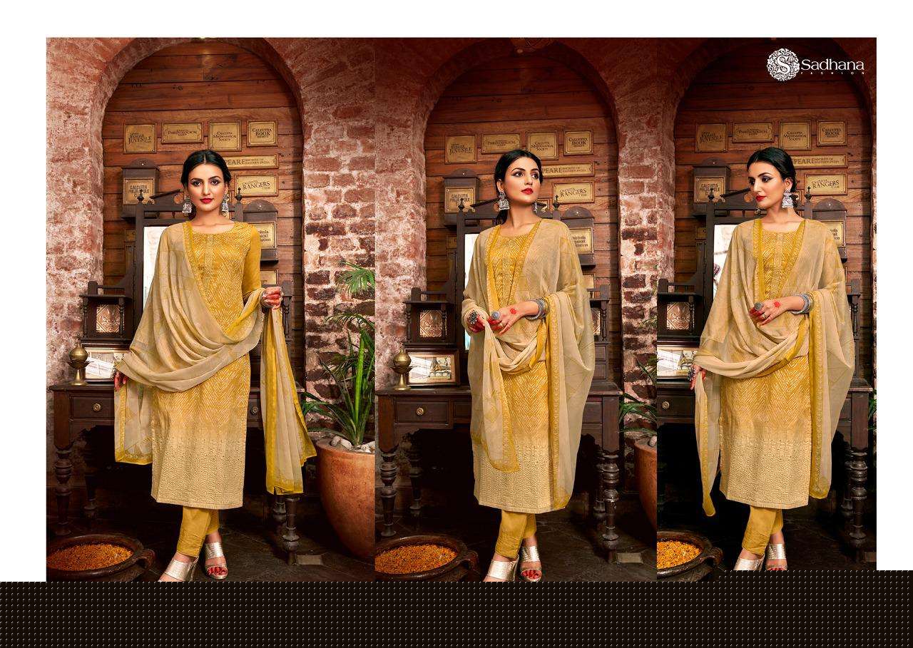 SADHNA VOL-35 BY SADHNA FASHION 3681 TO 3690 SERIES DESIGNER SUITS COLLECTION BEAUTIFUL STYLISH FANCY COLORFUL PARTY WEAR & OCCASIONAL WEAR PURE JAM SILK DRESSES AT WHOLESALE PRICE