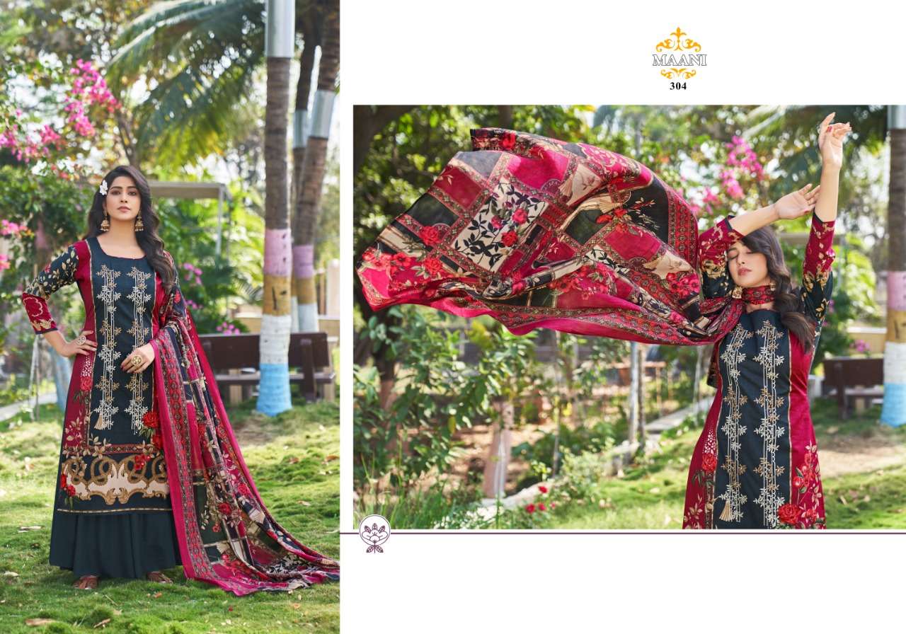 MAANI VOL-3 BY LAVINA 301 TO 306 SERIES BEAUTIFUL SUITS STYLISH FANCY COLORFUL PARTY WEAR & OCCASIONAL WEAR PURE COTTON EMBROIDERED DRESSES AT WHOLESALE PRICE