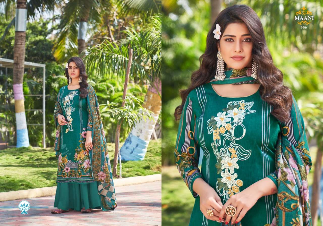 MAANI VOL-3 BY LAVINA 301 TO 306 SERIES BEAUTIFUL SUITS STYLISH FANCY COLORFUL PARTY WEAR & OCCASIONAL WEAR PURE COTTON EMBROIDERED DRESSES AT WHOLESALE PRICE