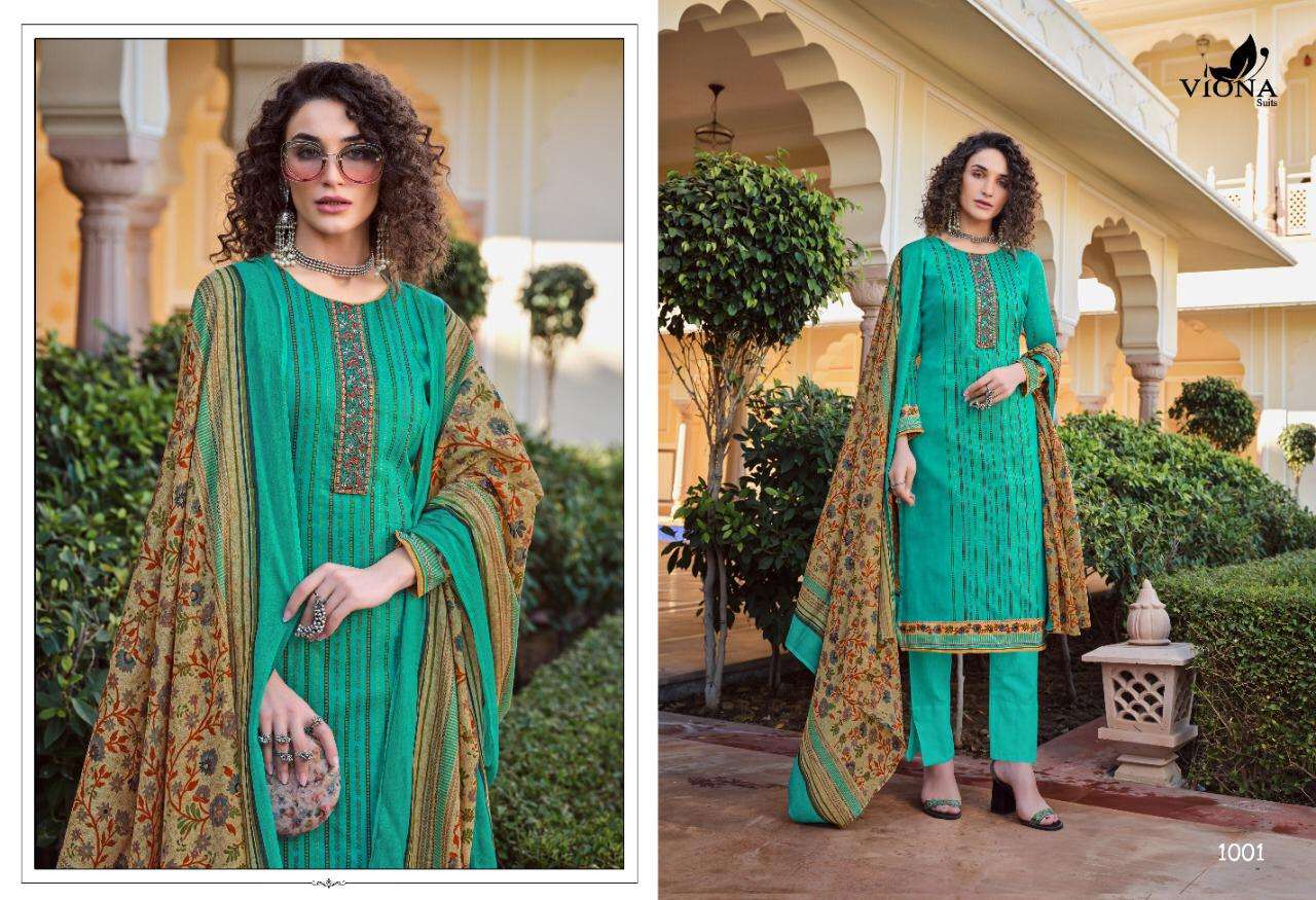 ALIZA BY VIONA 1001 TO 1008 SERIES BEAUTIFUL SUITS STYLISH FANCY COLORFUL CASUAL WEAR & ETHNIC WEAR PURE COTTON JAM SATIN PRINT WITH WORK DRESSES AT WHOLESALE PRICE