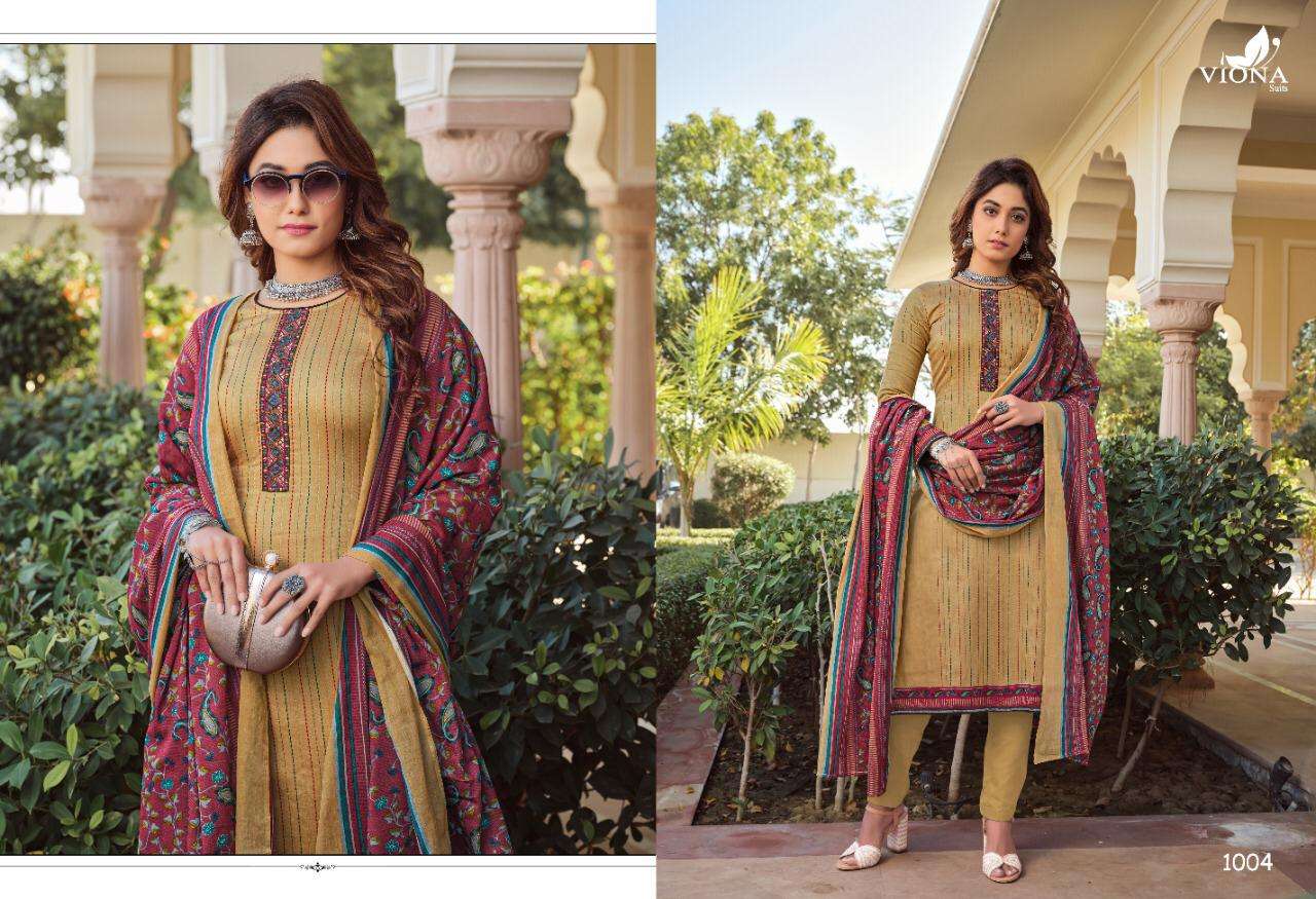ALIZA BY VIONA 1001 TO 1008 SERIES BEAUTIFUL SUITS STYLISH FANCY COLORFUL CASUAL WEAR & ETHNIC WEAR PURE COTTON JAM SATIN PRINT WITH WORK DRESSES AT WHOLESALE PRICE
