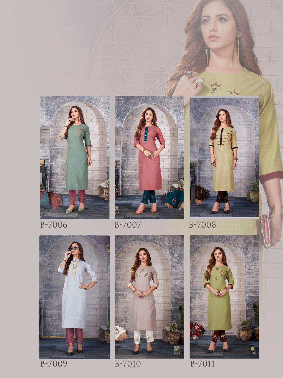 PENTHOUSE VOL-2 BY RT 7006 TO 7011 SERIES BEAUTIFUL STYLISH FANCY COLORFUL CASUAL WEAR & ETHNIC WEAR & READY TO WEAR FANCY COTTON EMBROIDERED KURTIS WITH BOTTOM AT WHOLESALE PRICE