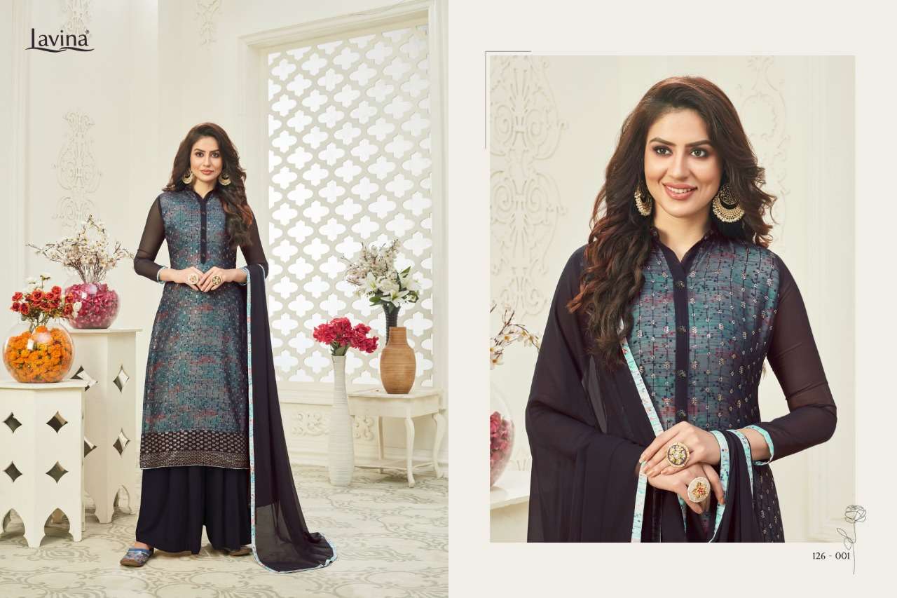 LAVINA VOL-125 BY LAVINA 125-001 TO 125-006 SERIES BEAUTIFUL SUITS STYLISH FANCY COLORFUL CASUAL WEAR & ETHNIC WEAR GEORGETTE WITH EMBROIDERED DRESSES AT WHOLESALE PRICE