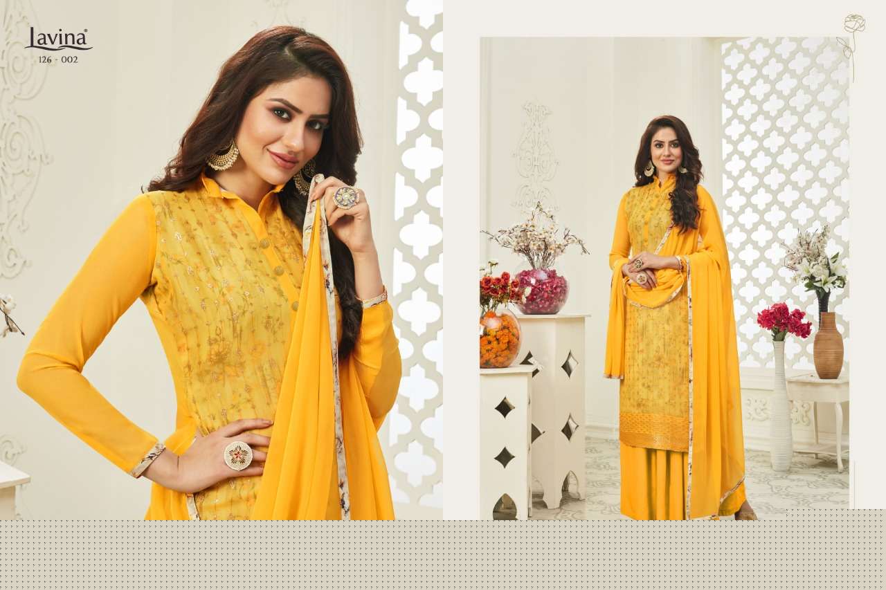 LAVINA VOL-125 BY LAVINA 125-001 TO 125-006 SERIES BEAUTIFUL SUITS STYLISH FANCY COLORFUL CASUAL WEAR & ETHNIC WEAR GEORGETTE WITH EMBROIDERED DRESSES AT WHOLESALE PRICE