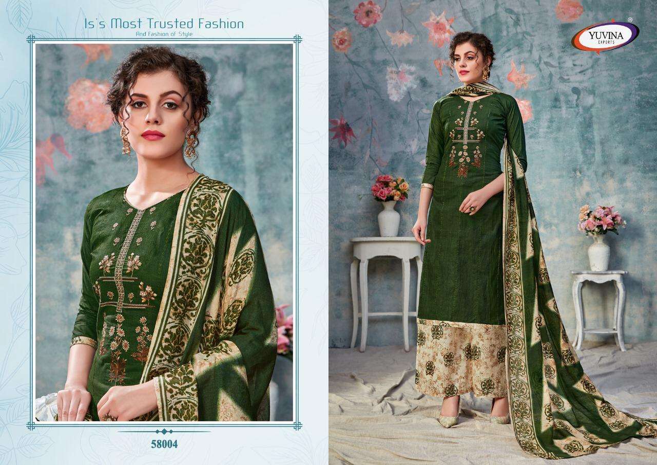 EVANKA BY YUVINA EXPORTS 58001 TO 58008 SERIES BEAUTIFUL SUITS COLORFUL STYLISH FANCY CASUAL WEAR & ETHNIC WEAR PURE COTTON EMBROIDERED DRESSES AT WHOLESALE PRICE