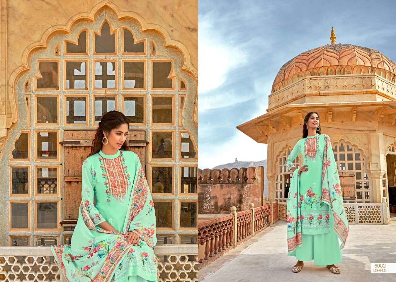 MIESHA VOL-5 BY ZSM 5001 TO 5008 SERIES BEAUTIFUL SUITS COLORFUL STYLISH FANCY CASUAL WEAR & ETHNIC WEAR FAUX GEORGETTE DIGITAL PRINT EMBROIDERED DRESSES AT WHOLESALE PRICE