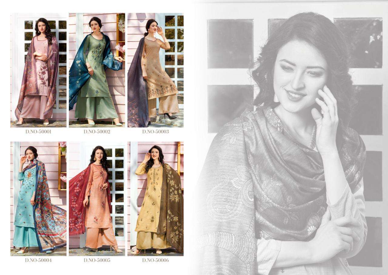 KIARA BY YUVINA EXPORTS 50001 TO 50006 SERIES DESIGNER SUITS BEAUTIFUL STYLISH FANCY COLORFUL PARTY WEAR & ETHNIC WEAR DYED COTTON EMBROIDERED DRESSES AT WHOLESALE PRICE