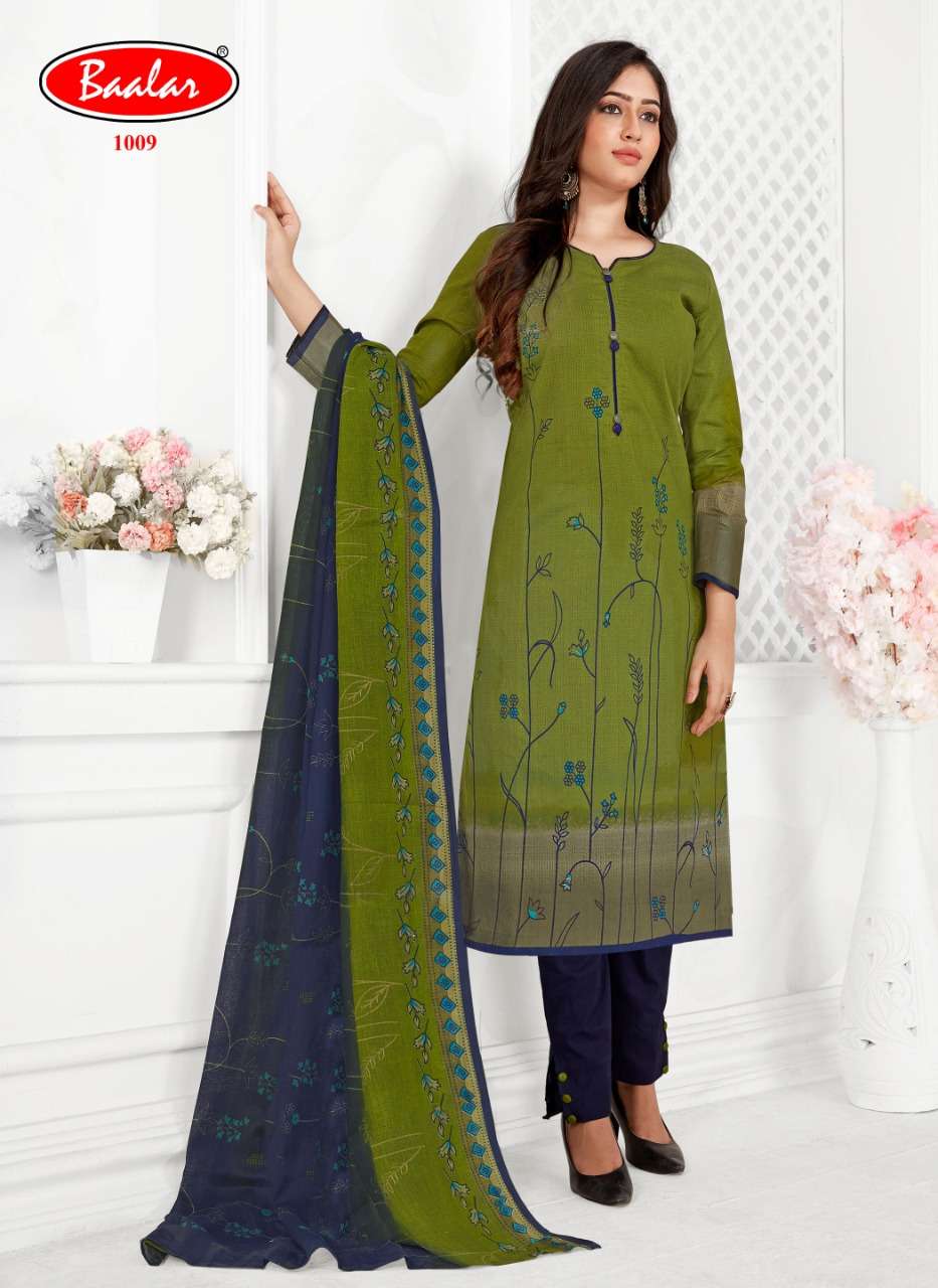 GAURI VOL-1 BY BAALAR 1008 TO 1017 SERIES BEAUTIFUL SUITS COLORFUL STYLISH FANCY CASUAL WEAR & ETHNIC WEAR PURE COTTON DRESSES AT WHOLESALE PRICE