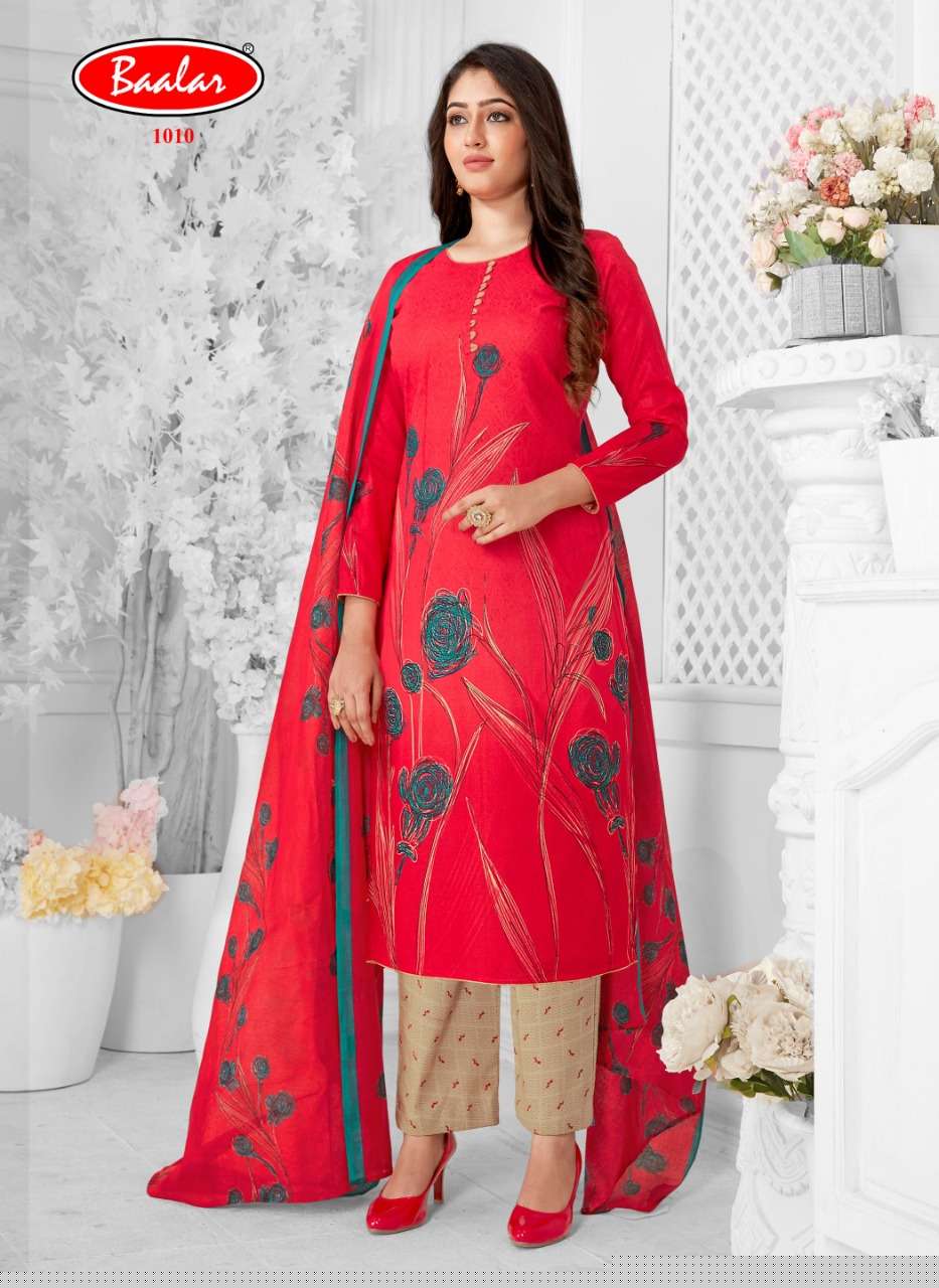 GAURI VOL-1 BY BAALAR 1008 TO 1017 SERIES BEAUTIFUL SUITS COLORFUL STYLISH FANCY CASUAL WEAR & ETHNIC WEAR PURE COTTON DRESSES AT WHOLESALE PRICE