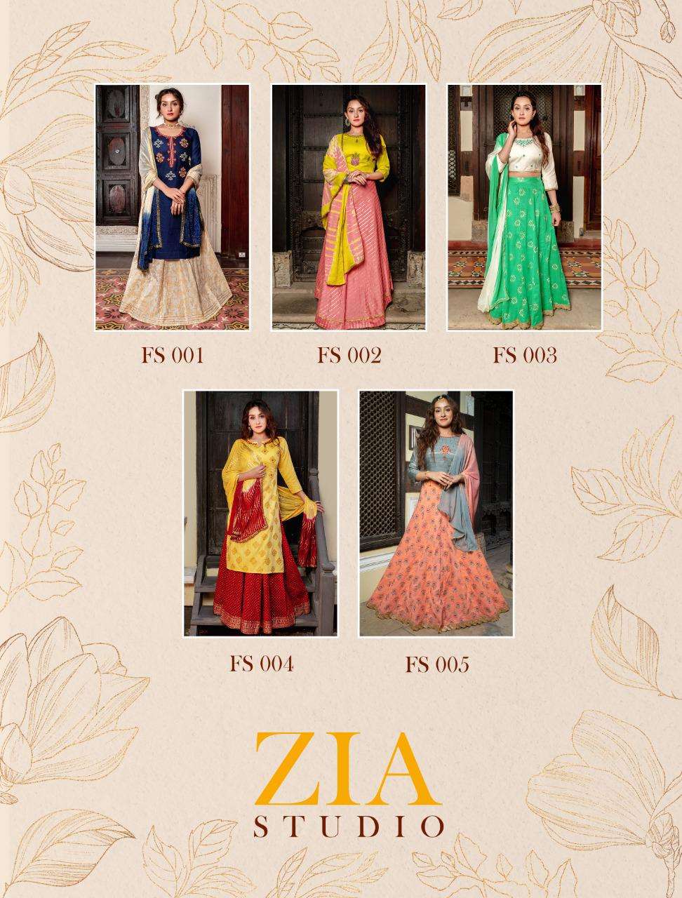 FIVE STAR BY ZIA STUDIO 001 TO 005 SERIES DESIGNER STYLISH FANCY COLORFUL BEAUTIFUL PARTY WEAR & ETHNIC WEAR COLLECTION CHANDERI SILK KURTIS AT WHOLESALE PRICE