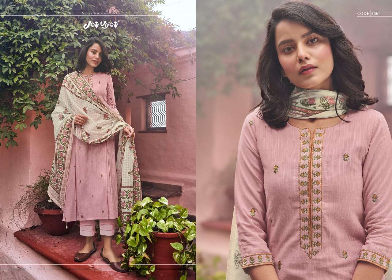 SUMMER RAGE BY JAY VIJAY PRINTS 5661 TO 5670 SERIES BEAUTIFUL SUITS COLORFUL STYLISH FANCY CASUAL WEAR & ETHNIC WEAR PURE COTTON EMBROIDERED DRESSES AT WHOLESALE PRICE