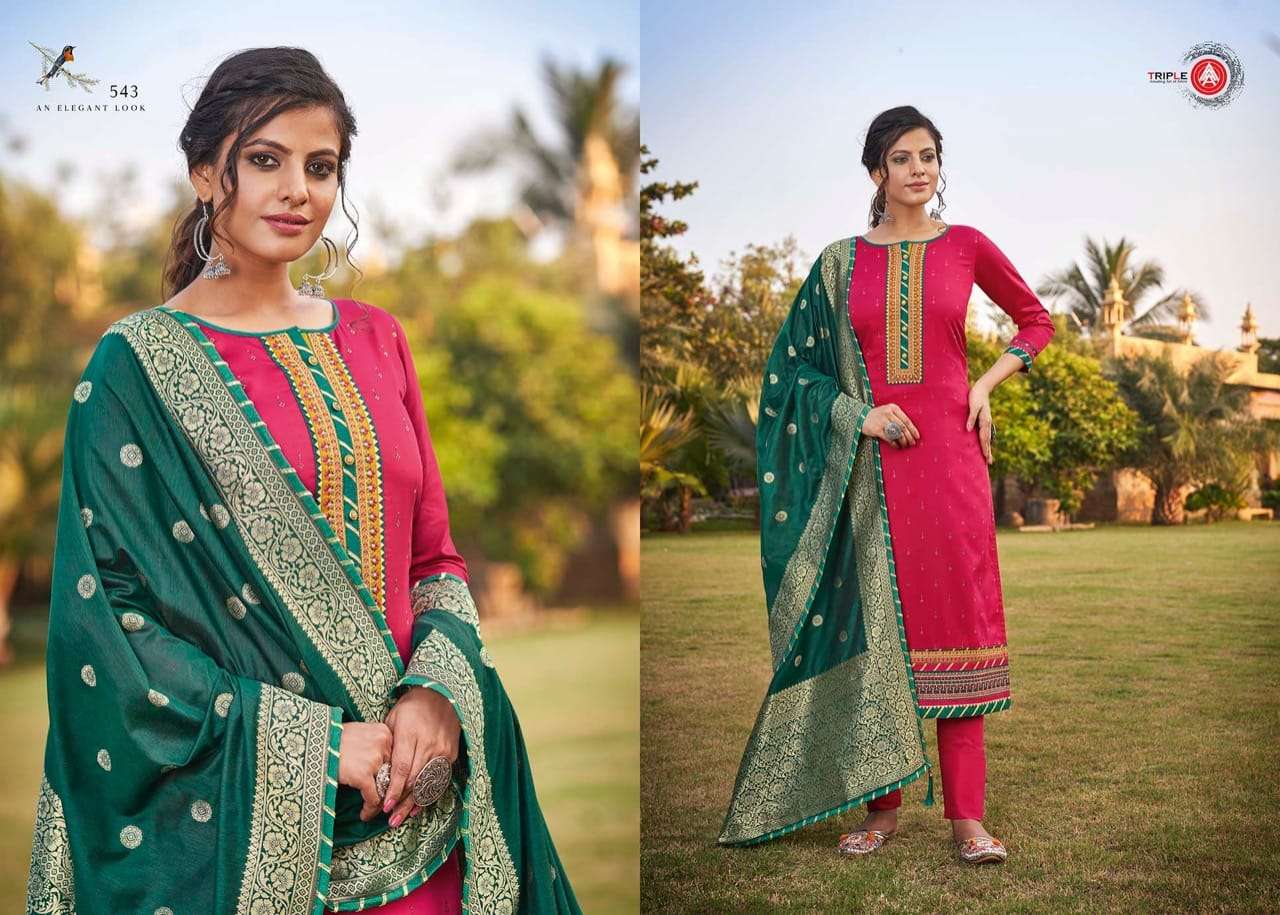 KASTURI VOL-5 BY TRIPLE AAA 541 TO 546 SERIES BEAUTIFUL STYLISH FANCY COLORFUL CASUAL WEAR & ETHNIC WEAR & READY TO WEAR JAM SILK DRESSES AT WHOLESALE PRICE