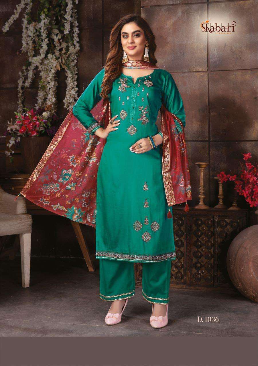 NAZRANA BY SHABARI FASHION 1033 TO 1038 SERIES BEAUTIFUL STYLISH SHARARA SUITS FANCY COLORFUL CASUAL WEAR & ETHNIC WEAR & READY TO WEAR JAM COTTON EMBROIDERED DRESSES AT WHOLESALE PRICE
