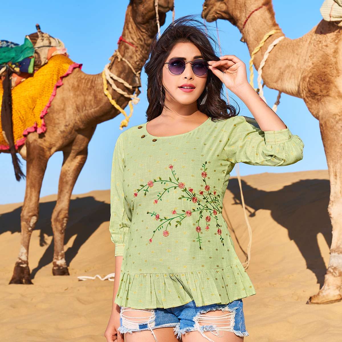 FAME BY YAMI FASHION 5171 TO 5179 SERIES DESIGNER STYLISH FANCY COLORFUL BEAUTIFUL PARTY WEAR & ETHNIC WEAR COLLECTION RAYON EMBROIDERY TOPS AT WHOLESALE PRICE