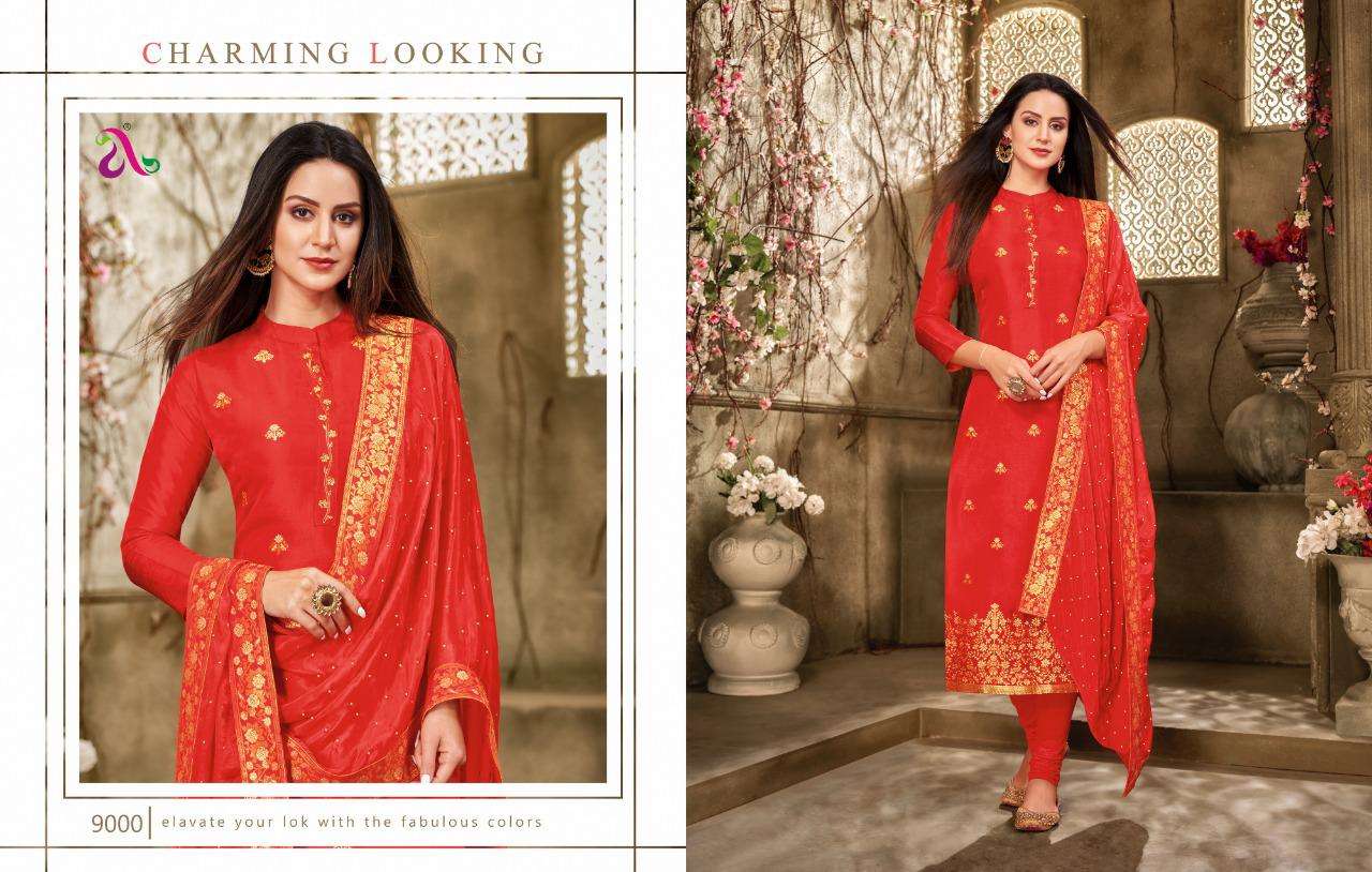 DAIRY MILK VOL-33 BY ANGROOP PLUS 9000 TO 9015 SERIES BEAUTIFUL STYLISH FANCY COLORFUL CASUAL WEAR & ETHNIC WEAR CHANDERI COTTON DRESSES AT WHOLESALE PRICE