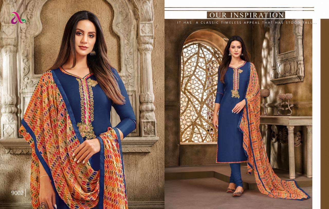 DAIRY MILK VOL-33 BY ANGROOP PLUS 9000 TO 9015 SERIES BEAUTIFUL STYLISH FANCY COLORFUL CASUAL WEAR & ETHNIC WEAR CHANDERI COTTON DRESSES AT WHOLESALE PRICE