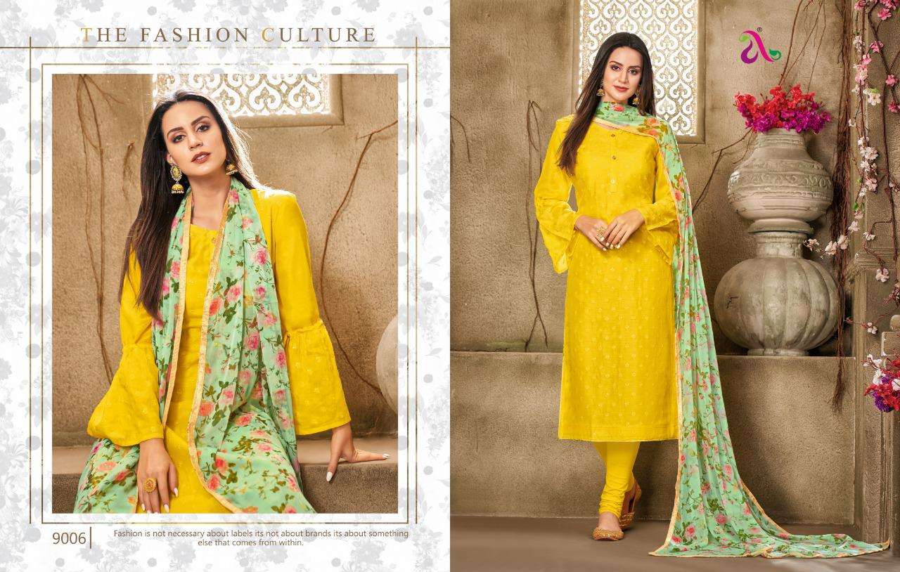 DAIRY MILK VOL-33 BY ANGROOP PLUS 9000 TO 9015 SERIES BEAUTIFUL STYLISH FANCY COLORFUL CASUAL WEAR & ETHNIC WEAR CHANDERI COTTON DRESSES AT WHOLESALE PRICE