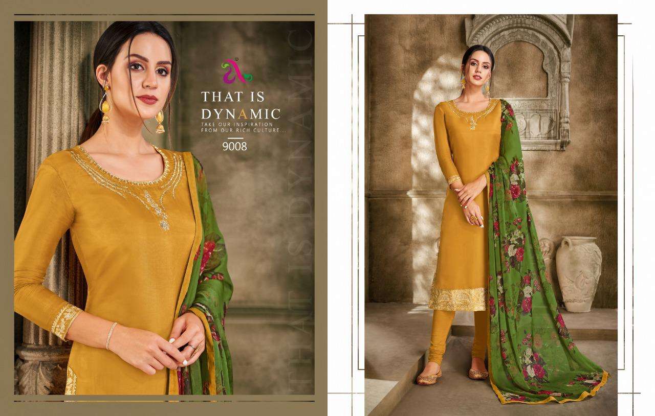 DAIRY MILK VOL-33 BY ANGROOP PLUS 9000 TO 9015 SERIES BEAUTIFUL STYLISH FANCY COLORFUL CASUAL WEAR & ETHNIC WEAR CHANDERI COTTON DRESSES AT WHOLESALE PRICE