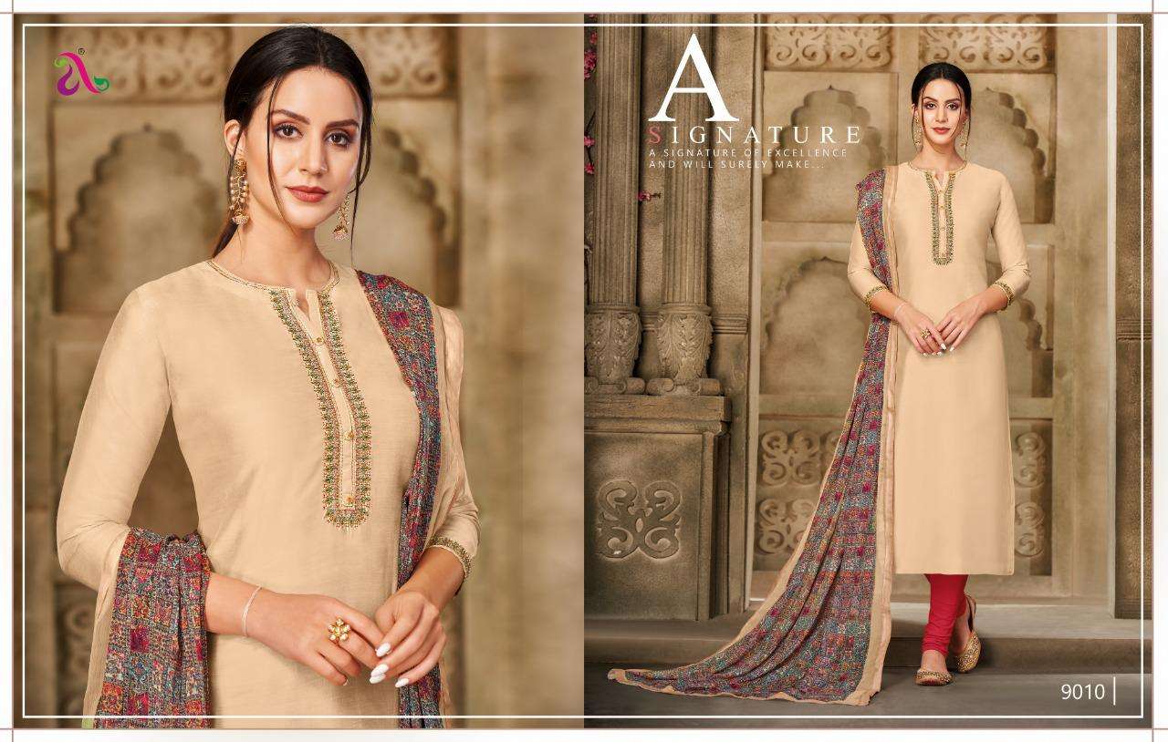 DAIRY MILK VOL-33 BY ANGROOP PLUS 9000 TO 9015 SERIES BEAUTIFUL STYLISH FANCY COLORFUL CASUAL WEAR & ETHNIC WEAR CHANDERI COTTON DRESSES AT WHOLESALE PRICE
