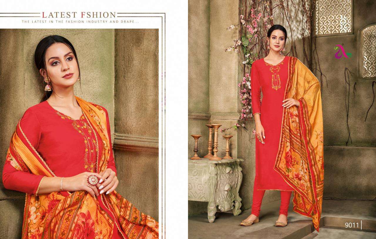 DAIRY MILK VOL-33 BY ANGROOP PLUS 9000 TO 9015 SERIES BEAUTIFUL STYLISH FANCY COLORFUL CASUAL WEAR & ETHNIC WEAR CHANDERI COTTON DRESSES AT WHOLESALE PRICE