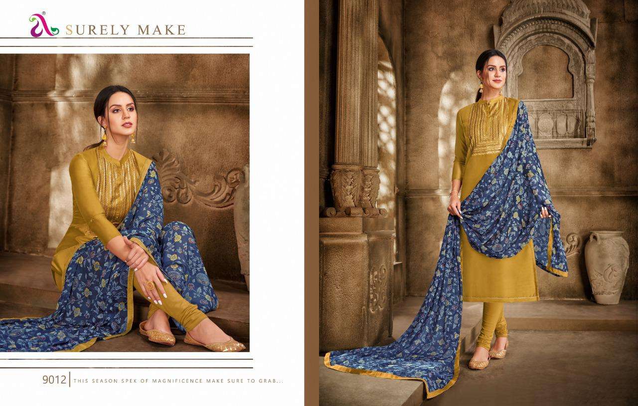 DAIRY MILK VOL-33 BY ANGROOP PLUS 9000 TO 9015 SERIES BEAUTIFUL STYLISH FANCY COLORFUL CASUAL WEAR & ETHNIC WEAR CHANDERI COTTON DRESSES AT WHOLESALE PRICE