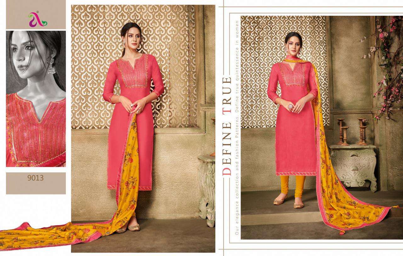 DAIRY MILK VOL-33 BY ANGROOP PLUS 9000 TO 9015 SERIES BEAUTIFUL STYLISH FANCY COLORFUL CASUAL WEAR & ETHNIC WEAR CHANDERI COTTON DRESSES AT WHOLESALE PRICE