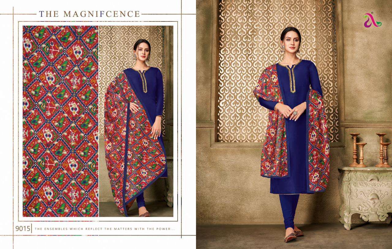 DAIRY MILK VOL-33 BY ANGROOP PLUS 9000 TO 9015 SERIES BEAUTIFUL STYLISH FANCY COLORFUL CASUAL WEAR & ETHNIC WEAR CHANDERI COTTON DRESSES AT WHOLESALE PRICE