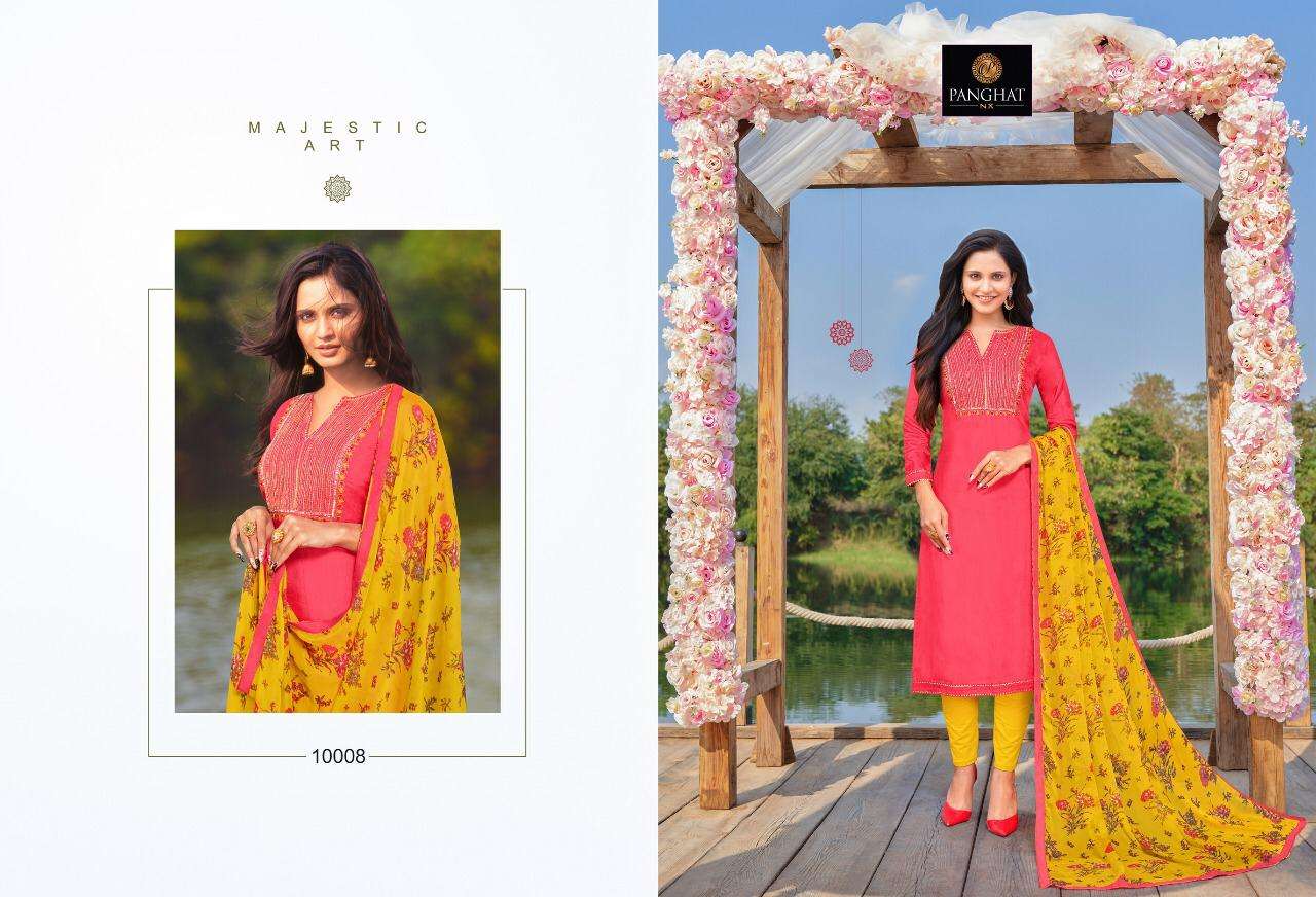PANKHUDI VOL-2 BY PANGHAT NX 10008 TO 10019 SERIES BEAUTIFUL STYLISH SUITS FANCY COLORFUL CASUAL WEAR & ETHNIC WEAR & READY TO WEAR MODAL COTTON WITH EMBROIDERY DRESSES AT WHOLESALE PRICE