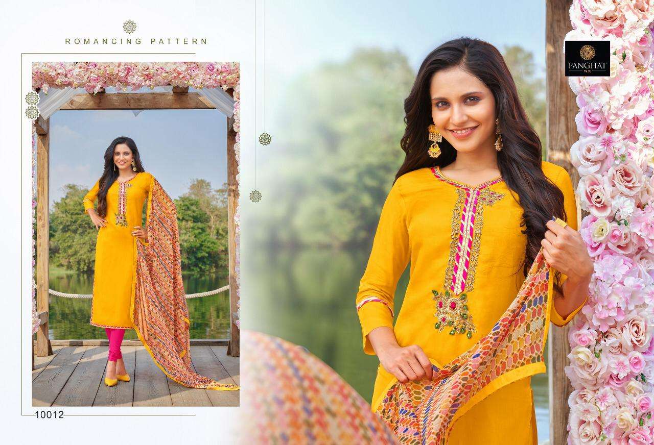 PANKHUDI VOL-2 BY PANGHAT NX 10008 TO 10019 SERIES BEAUTIFUL STYLISH SUITS FANCY COLORFUL CASUAL WEAR & ETHNIC WEAR & READY TO WEAR MODAL COTTON WITH EMBROIDERY DRESSES AT WHOLESALE PRICE