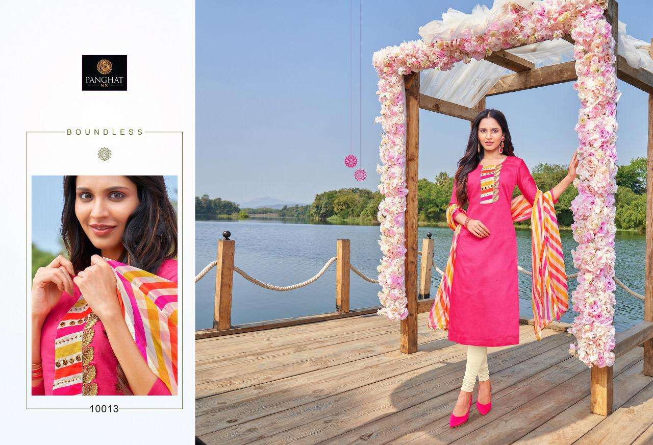 PANKHUDI VOL-2 BY PANGHAT NX 10008 TO 10019 SERIES BEAUTIFUL STYLISH SUITS FANCY COLORFUL CASUAL WEAR & ETHNIC WEAR & READY TO WEAR MODAL COTTON WITH EMBROIDERY DRESSES AT WHOLESALE PRICE