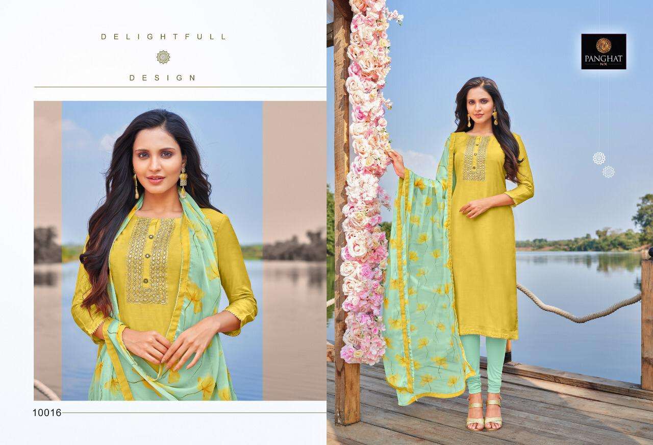 PANKHUDI VOL-2 BY PANGHAT NX 10008 TO 10019 SERIES BEAUTIFUL STYLISH SUITS FANCY COLORFUL CASUAL WEAR & ETHNIC WEAR & READY TO WEAR MODAL COTTON WITH EMBROIDERY DRESSES AT WHOLESALE PRICE