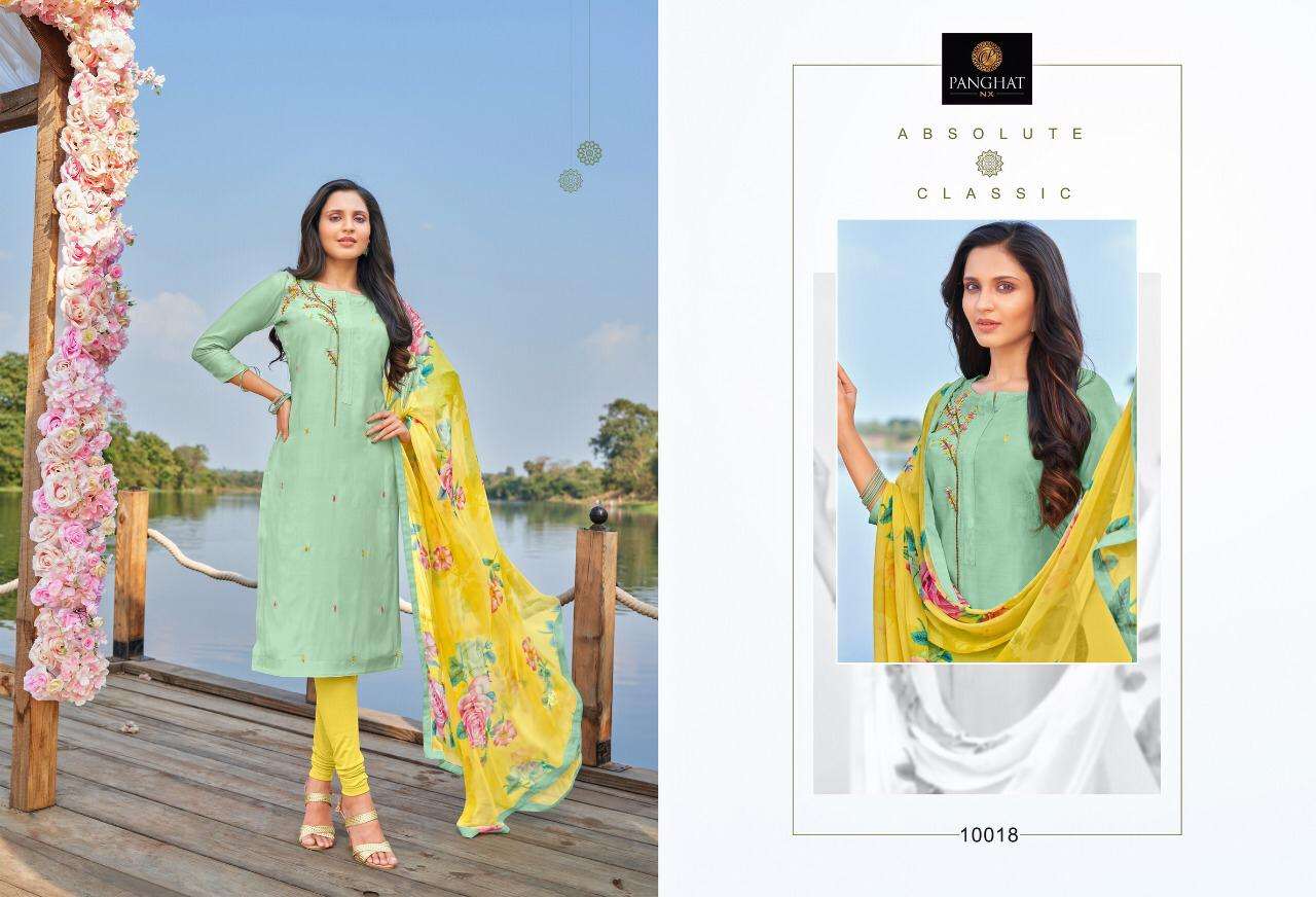 PANKHUDI VOL-2 BY PANGHAT NX 10008 TO 10019 SERIES BEAUTIFUL STYLISH SUITS FANCY COLORFUL CASUAL WEAR & ETHNIC WEAR & READY TO WEAR MODAL COTTON WITH EMBROIDERY DRESSES AT WHOLESALE PRICE