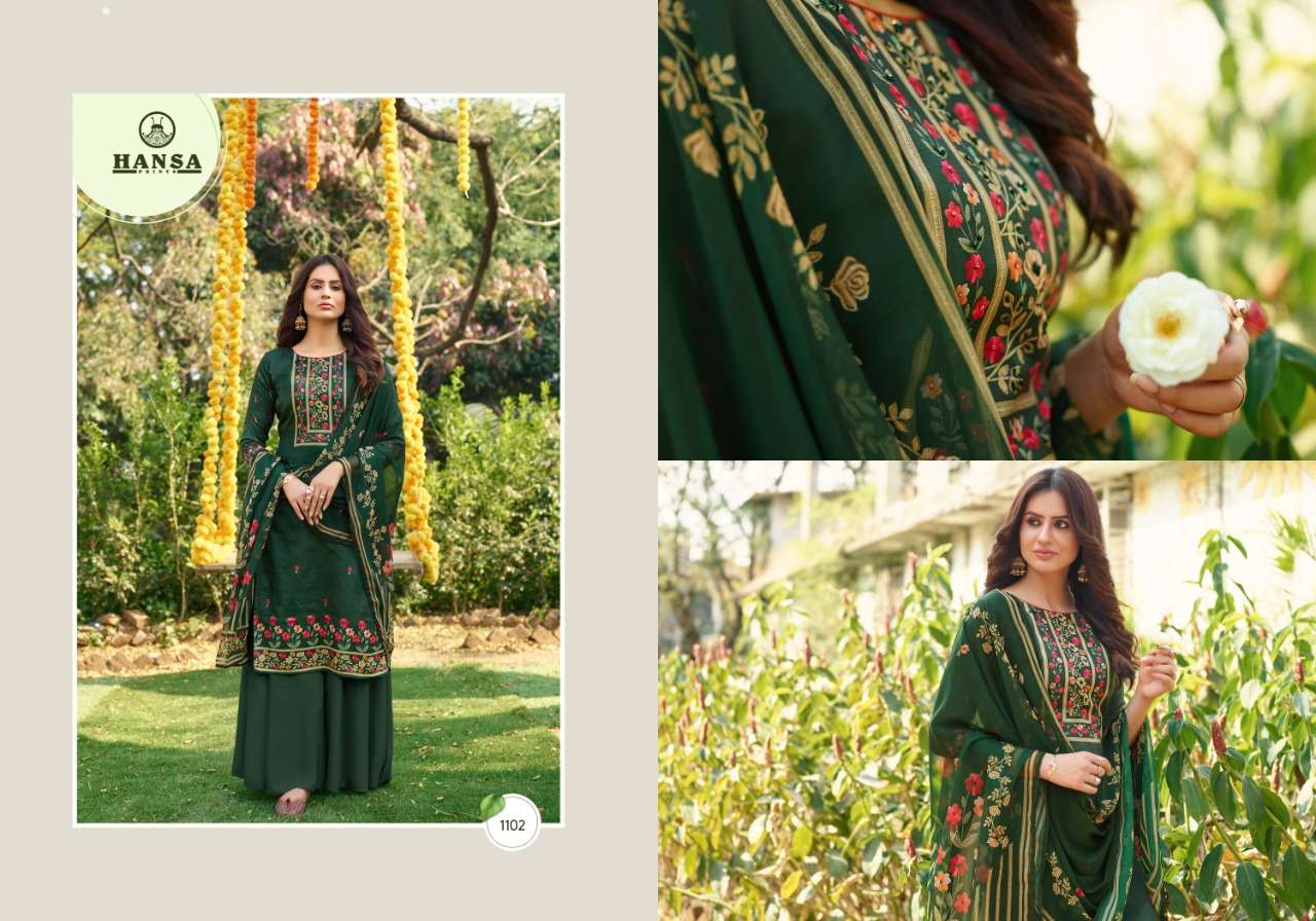 HIDAYA ANUSHKA BY HANSA PRINT 1101 TO 1108 SERIES BEAUTIFUL SUITS COLORFUL STYLISH FANCY CASUAL WEAR & ETHNIC WEAR JAM COTTON DIGITAL PRINT WITH HAND WORK DRESSES AT WHOLESALE PRICE