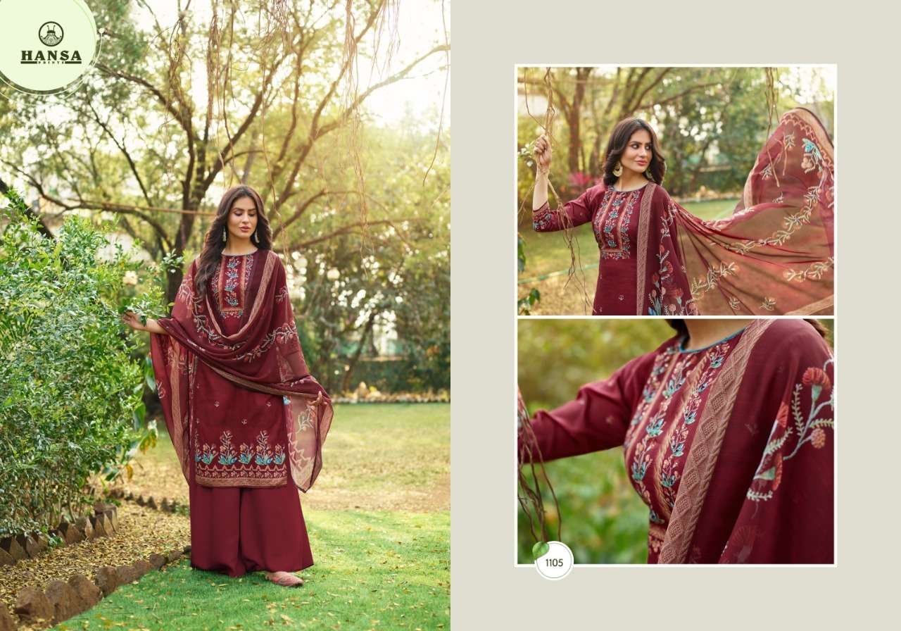 HIDAYA ANUSHKA BY HANSA PRINT 1101 TO 1108 SERIES BEAUTIFUL SUITS COLORFUL STYLISH FANCY CASUAL WEAR & ETHNIC WEAR JAM COTTON DIGITAL PRINT WITH HAND WORK DRESSES AT WHOLESALE PRICE
