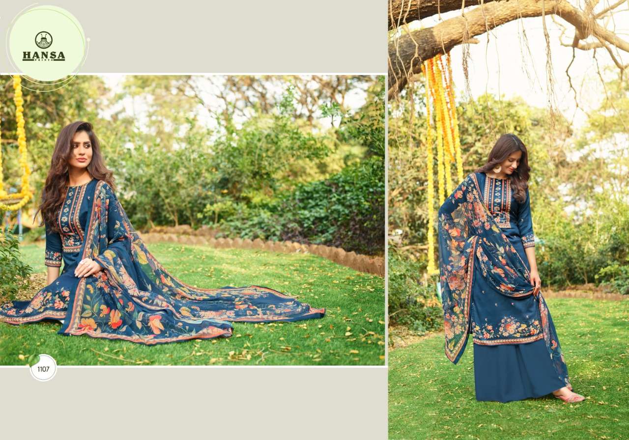 HIDAYA ANUSHKA BY HANSA PRINT 1101 TO 1108 SERIES BEAUTIFUL SUITS COLORFUL STYLISH FANCY CASUAL WEAR & ETHNIC WEAR JAM COTTON DIGITAL PRINT WITH HAND WORK DRESSES AT WHOLESALE PRICE