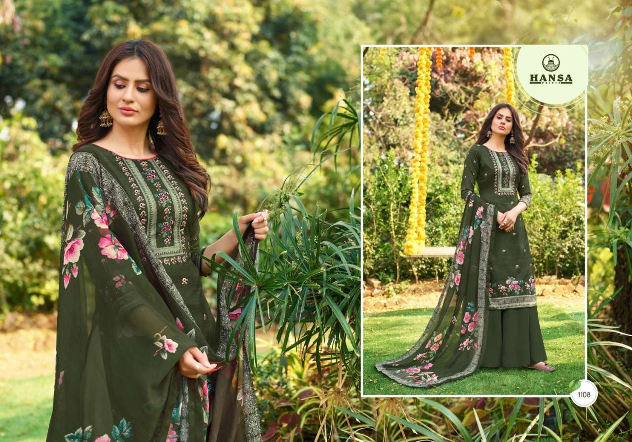 HIDAYA ANUSHKA BY HANSA PRINT 1101 TO 1108 SERIES BEAUTIFUL SUITS COLORFUL STYLISH FANCY CASUAL WEAR & ETHNIC WEAR JAM COTTON DIGITAL PRINT WITH HAND WORK DRESSES AT WHOLESALE PRICE
