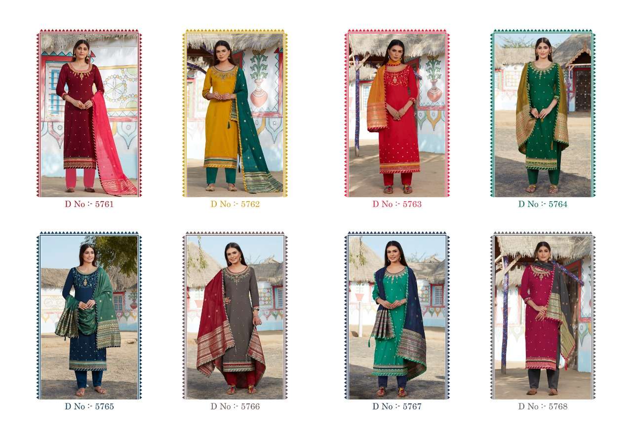 RAJ GHARANA VOL-2 BY KESSI FABRICS 5761 TO 5768 SERIES INDIAN TRADITIONAL WEAR COLLECTION BEAUTIFUL STYLISH FANCY COLORFUL PARTY WEAR & OCCASIONAL WEAR JAM SILK KHATLI WORK AT WHOLESALE PRICE